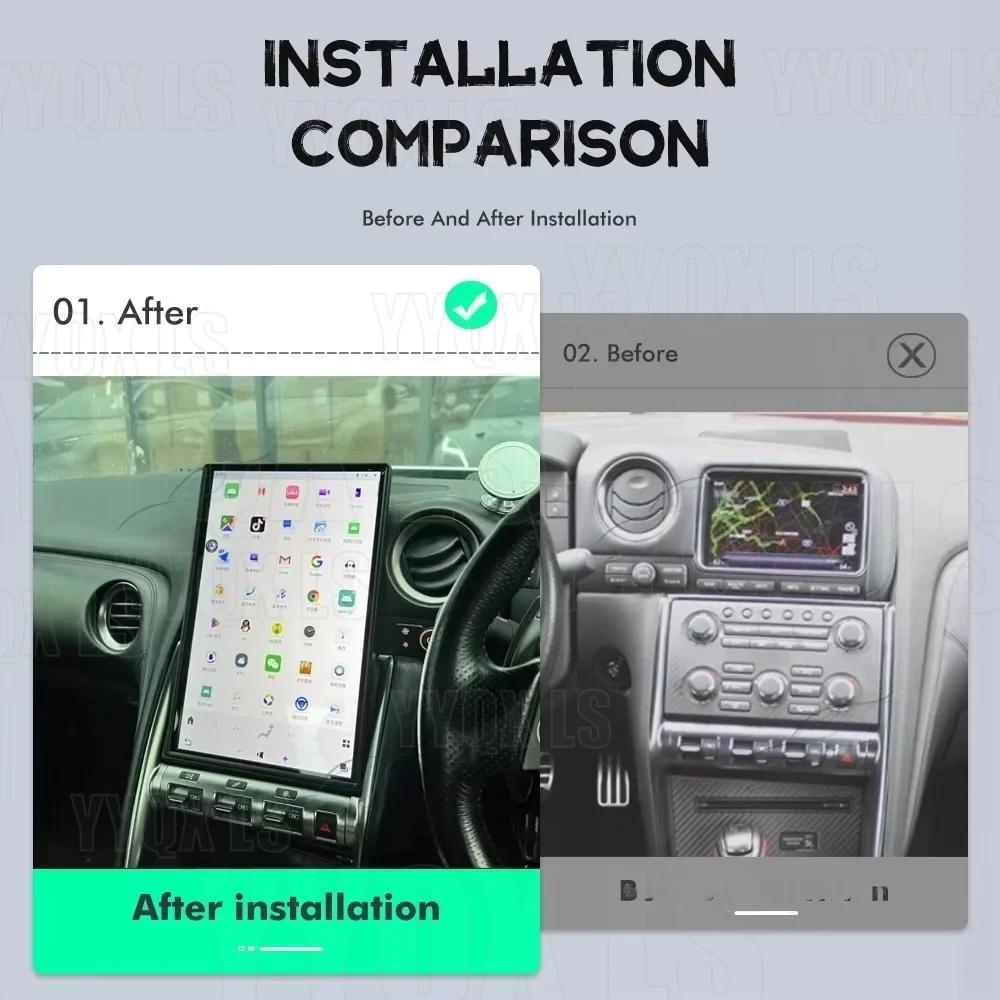 

14,5-дюймовый Android-плеер для Nissan GTR R35 2007-2023, мультимедийный видеоплеер, автомобильная стереосистема, GPS-навигация