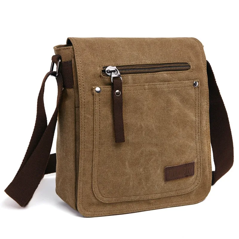 

Nesitu High Quality Vintage Casual Black Coffee Khaki Blue Durable Canvas Small Women Men Shoulder Messenger Bag M8572