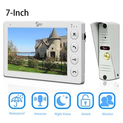 7-Inch Video Door Phone Intercom System for Home Outdoor Wired Doorbell Waterproof IP65 Night Vision Unlock Apartment Monitor