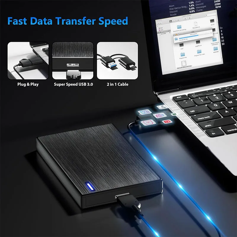 External Hard Drive 1TB 500GB 320GB 250GB 160GB Portable HDD USB3.0 for PC, Mac, PlayStation, & Xbox