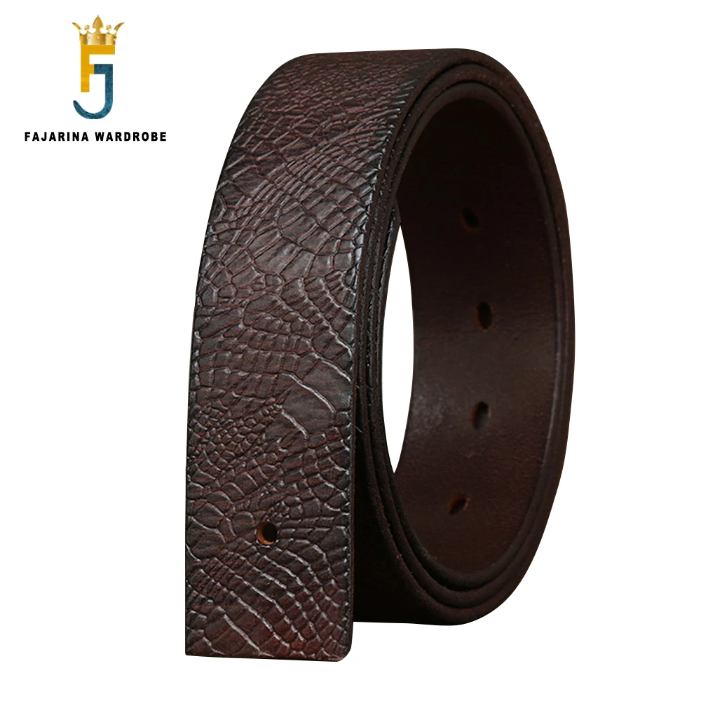 FAJARINA Top Quality Cow Cowhide Leather Novelty Pattern Genuine Belt Men Style 3.8cm Belts Strap without Buckle N17FJ1222