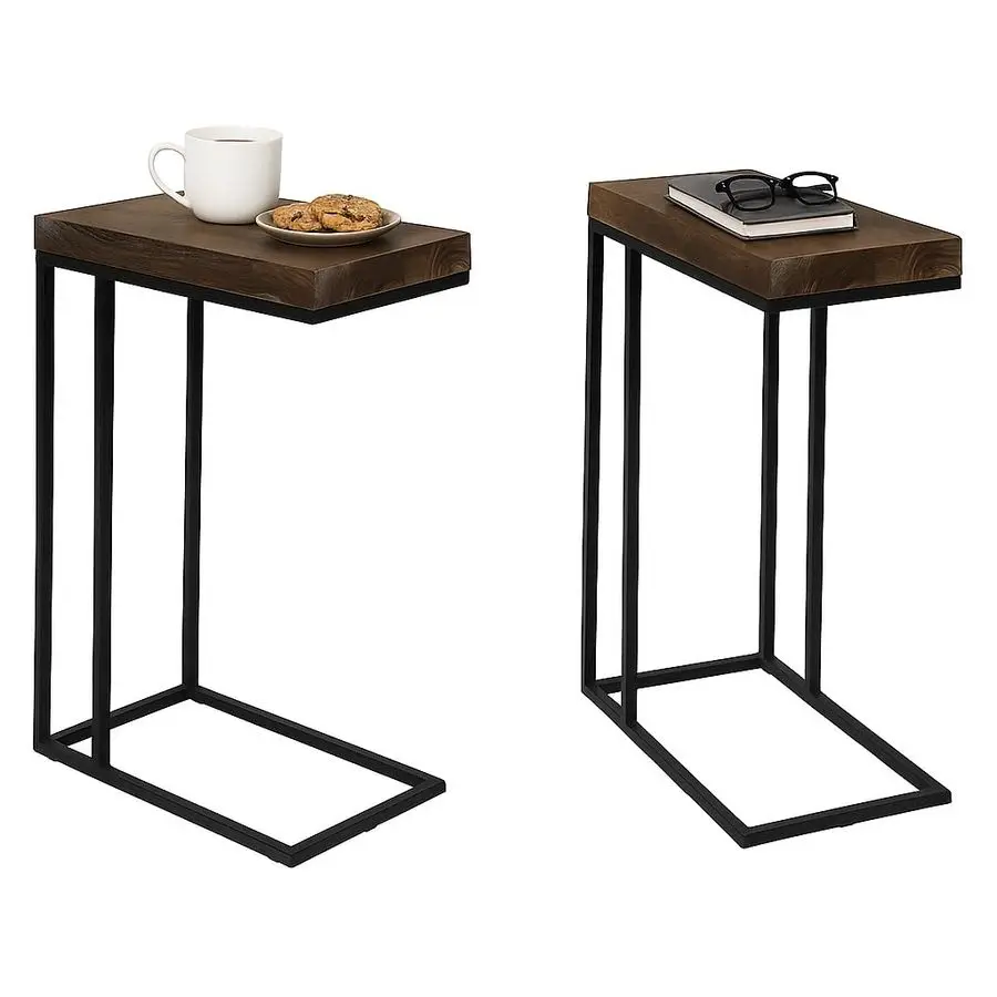 

Breeze Повседневный C-образный торцевой столик Маленький приставной столик из 2 предметов для дивана, кровати, дивана со стальным основанием в гостиной, спальне, дома