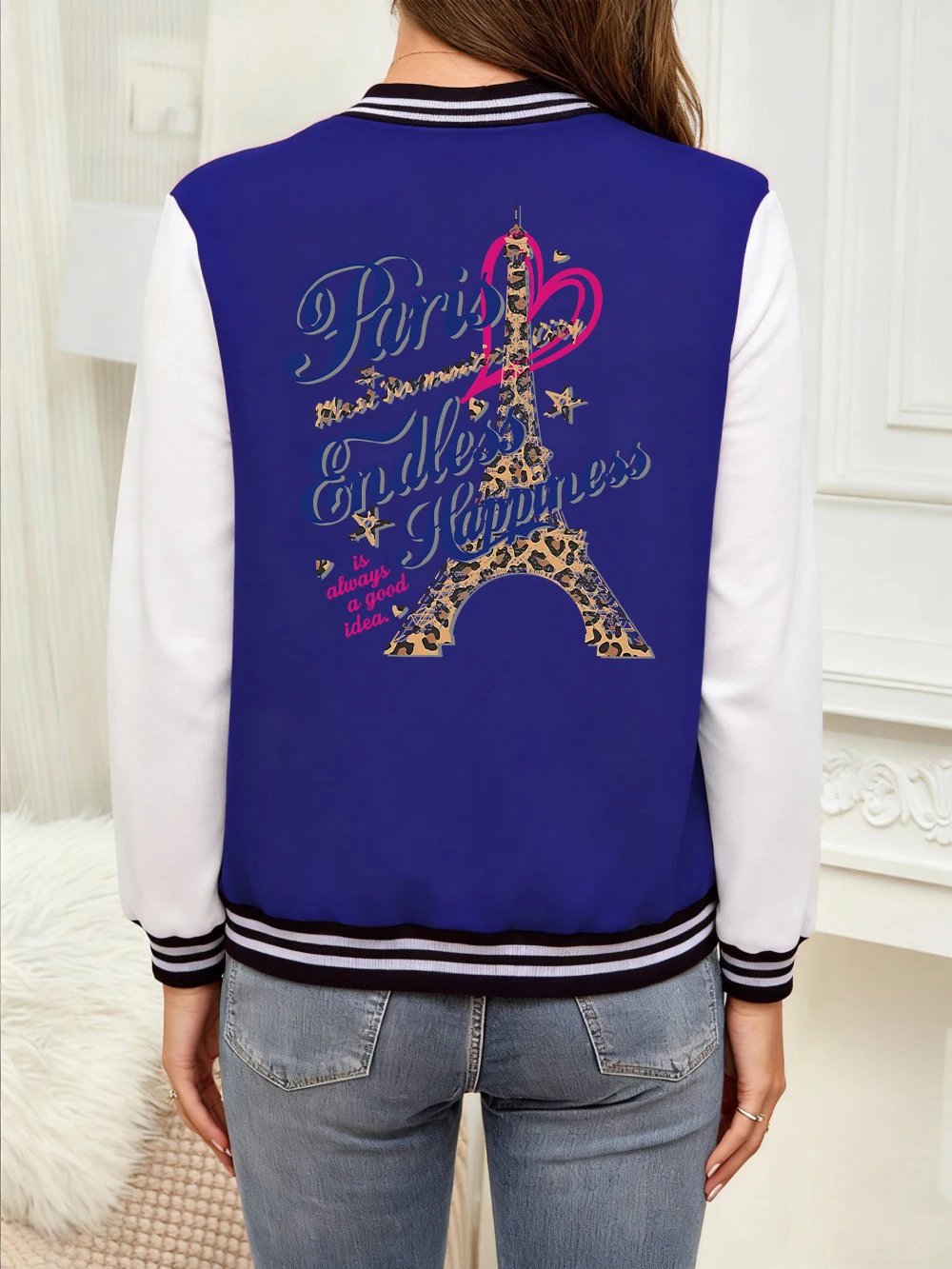

Paris Most Romantic City Leopard Printed Coats Womens Cotton Loose Baseball Jersey Winter Warm Jackets Basics Casual Clothes