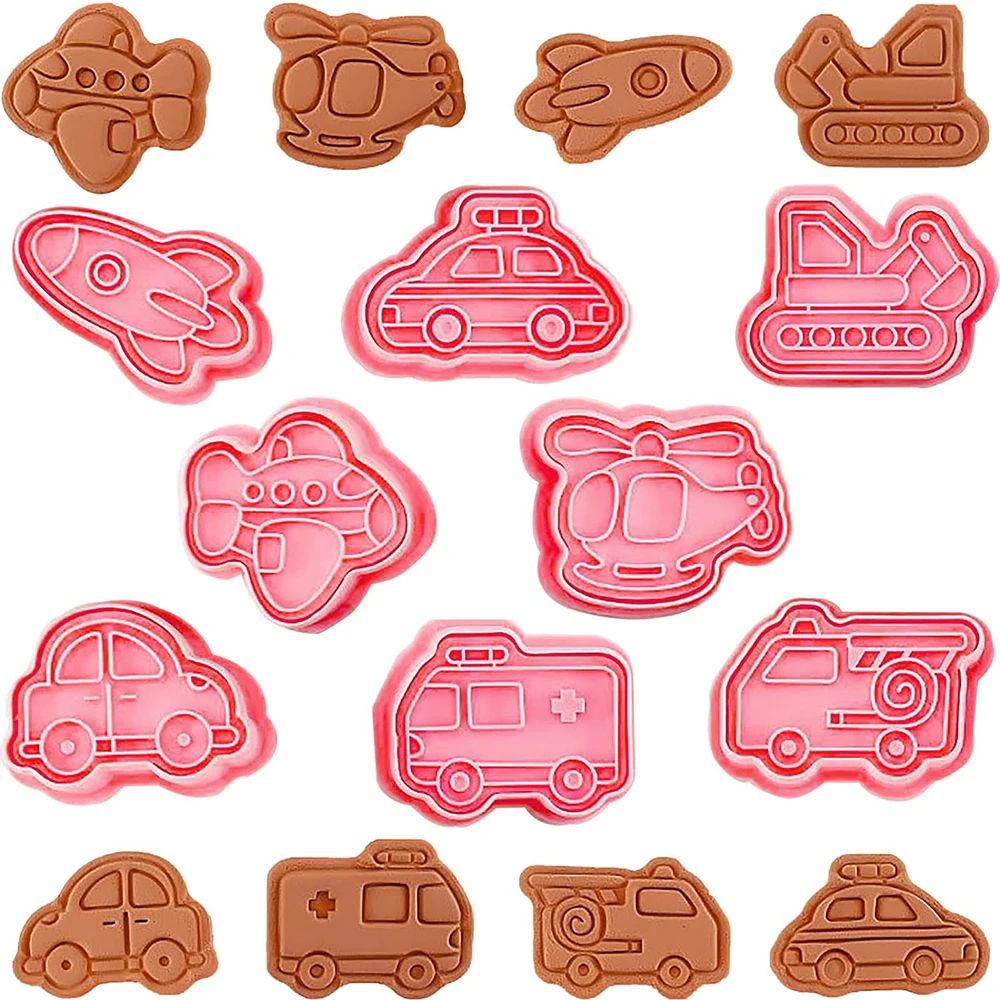 Cookie Cutter Cars, Airplanes, Rockets, Ships Dough Stamp Plastic Biscuit Mold Confectionery Baker Baking Pastry Tools