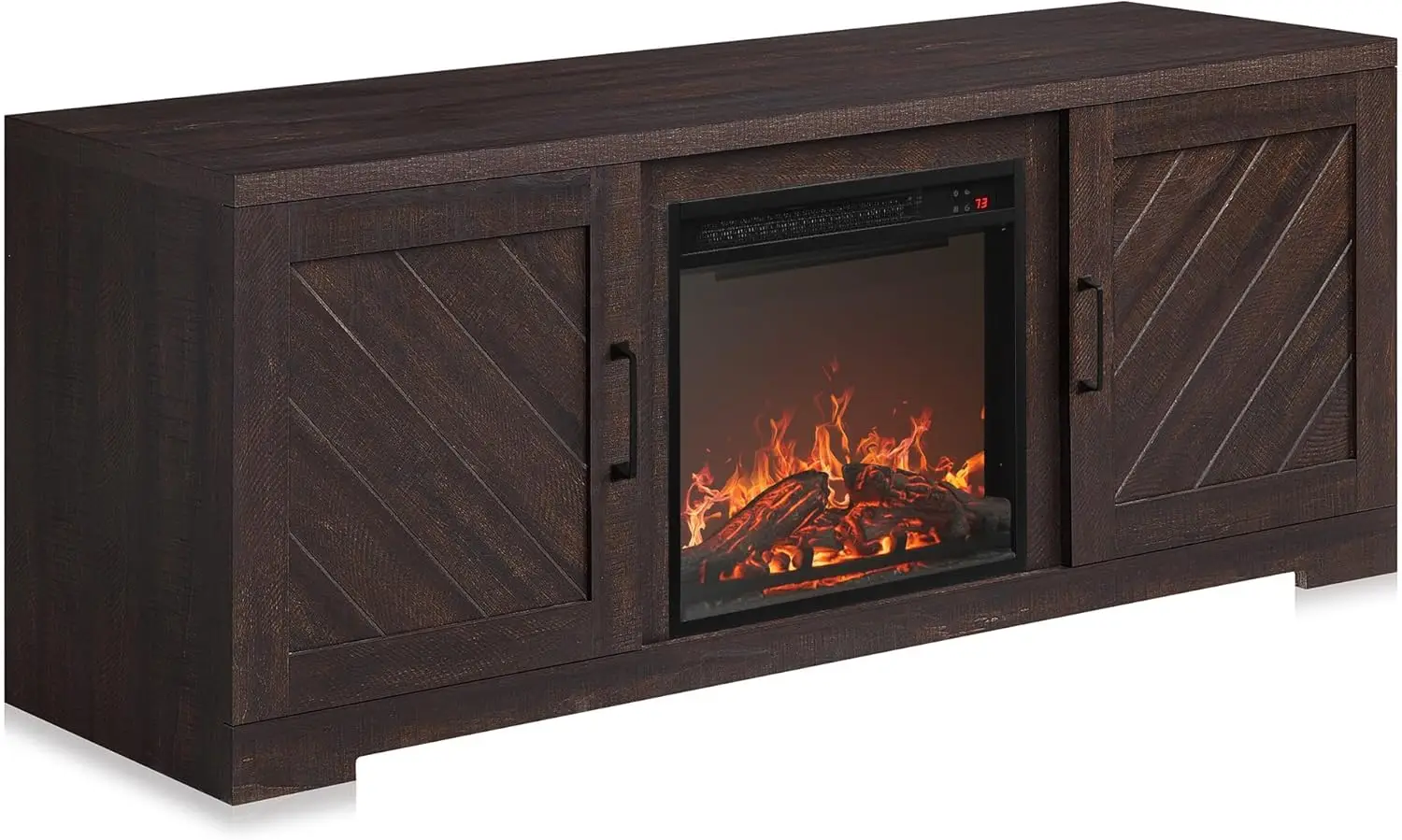 

Modern 58" Farmhouse TV Stand with 18" Electric Fireplace Heater & Media Entertainment Center for TV up to 65" Espresso