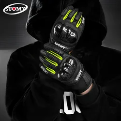 Newest SUOMY Summer Motorcycle Full Finger Gloves Breathable Outdoor Bicycle Riding Sports Protective Motocross Gloves