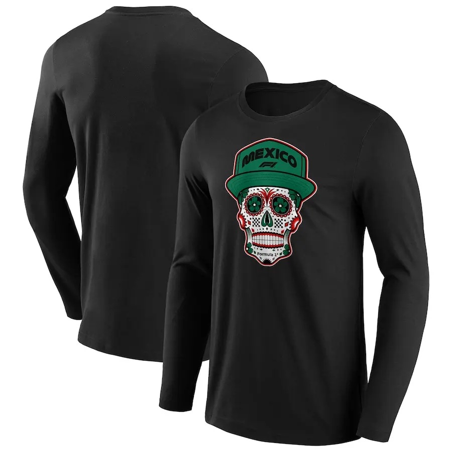 Formula1 Team Racing T-Shirts Mexican skull Racing 3D Print Men Casual Fashion Oversized O-Neck T Shirt Long sleeve Tees Tops