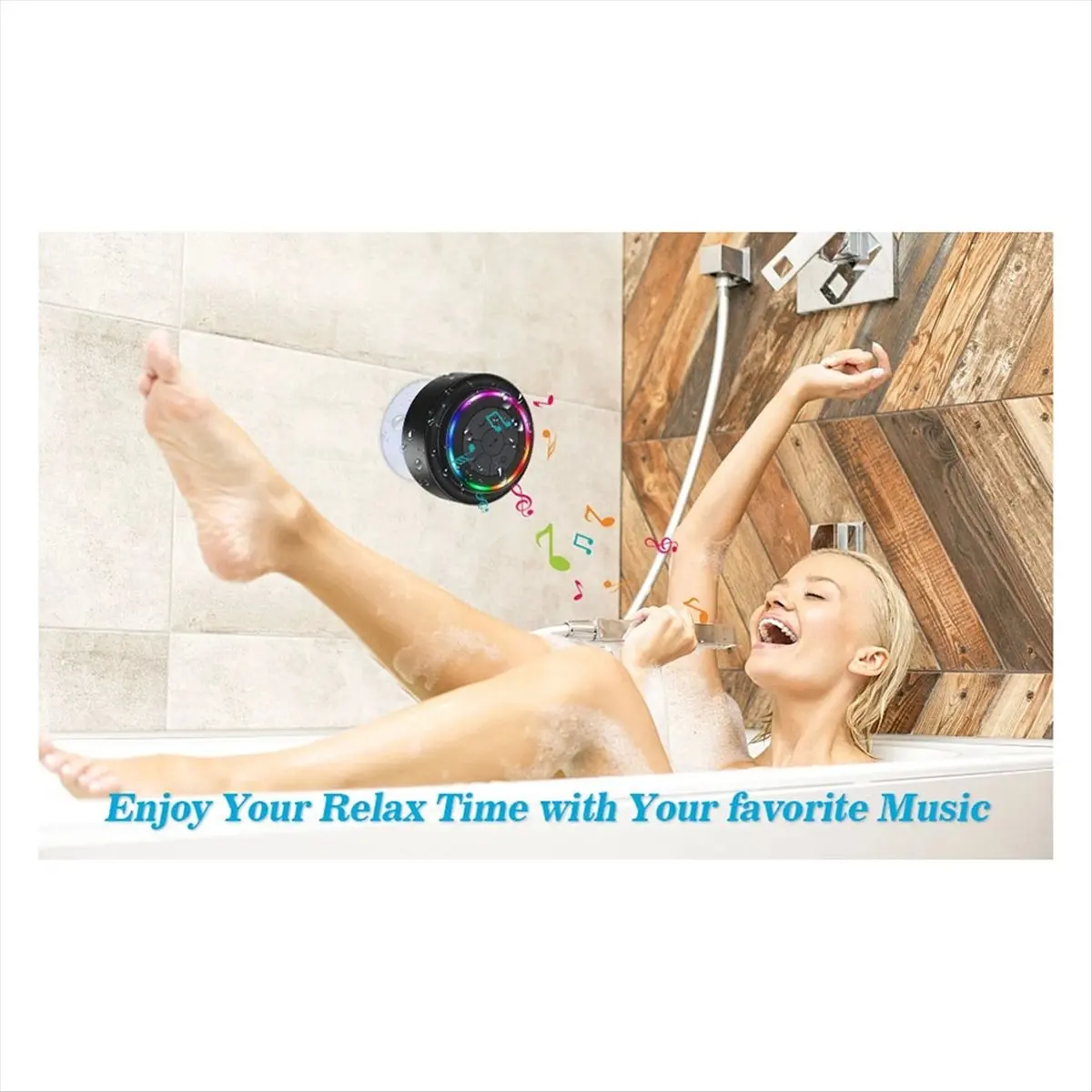 

Upagrade Light Stereo Wireless Waterproof BT Speakers Adsorption Cup Shower Speaker FM Radio for Phones Laptop