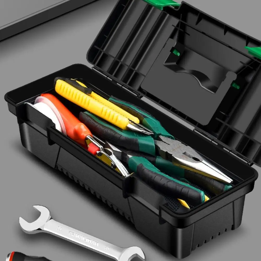 Portable PP Plastic Tool Box Small Hardware Storage Case Double Buckle Handheld Tool Organizer for Car Home Repair Tools