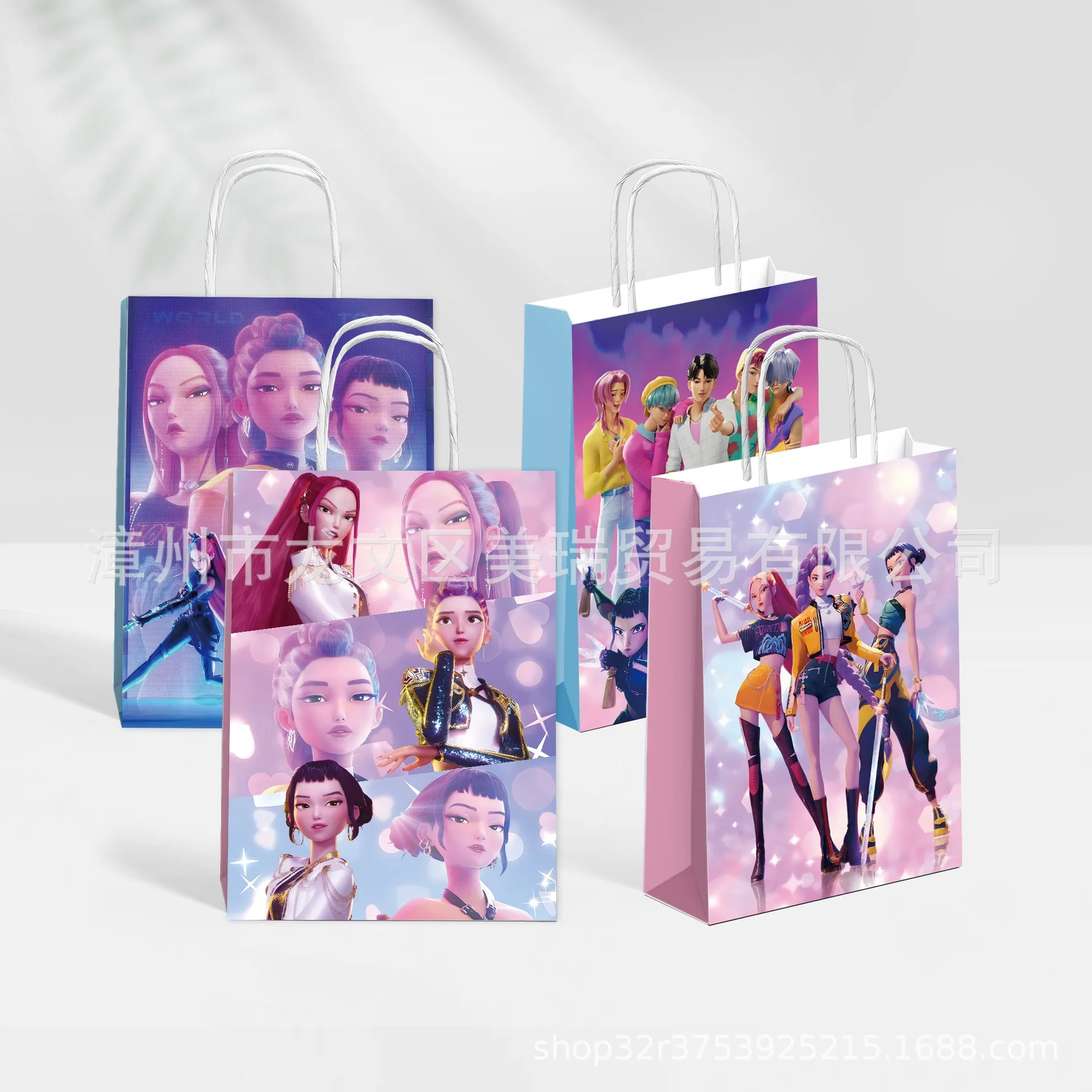 

12pcs/pack Demon Hunters Handbags candy bags gift bags kraft paper bags Supplies Birthday Party Decor Korean K-pop Anime Party