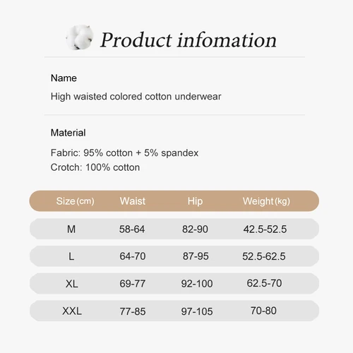 Imagen 2 del producto Ropa interior de algodón de cintura alta para mujer, paquete de 5: ropa moldeadora con control de barriga, antibacteriana, transpirable, comodidad sin costuras