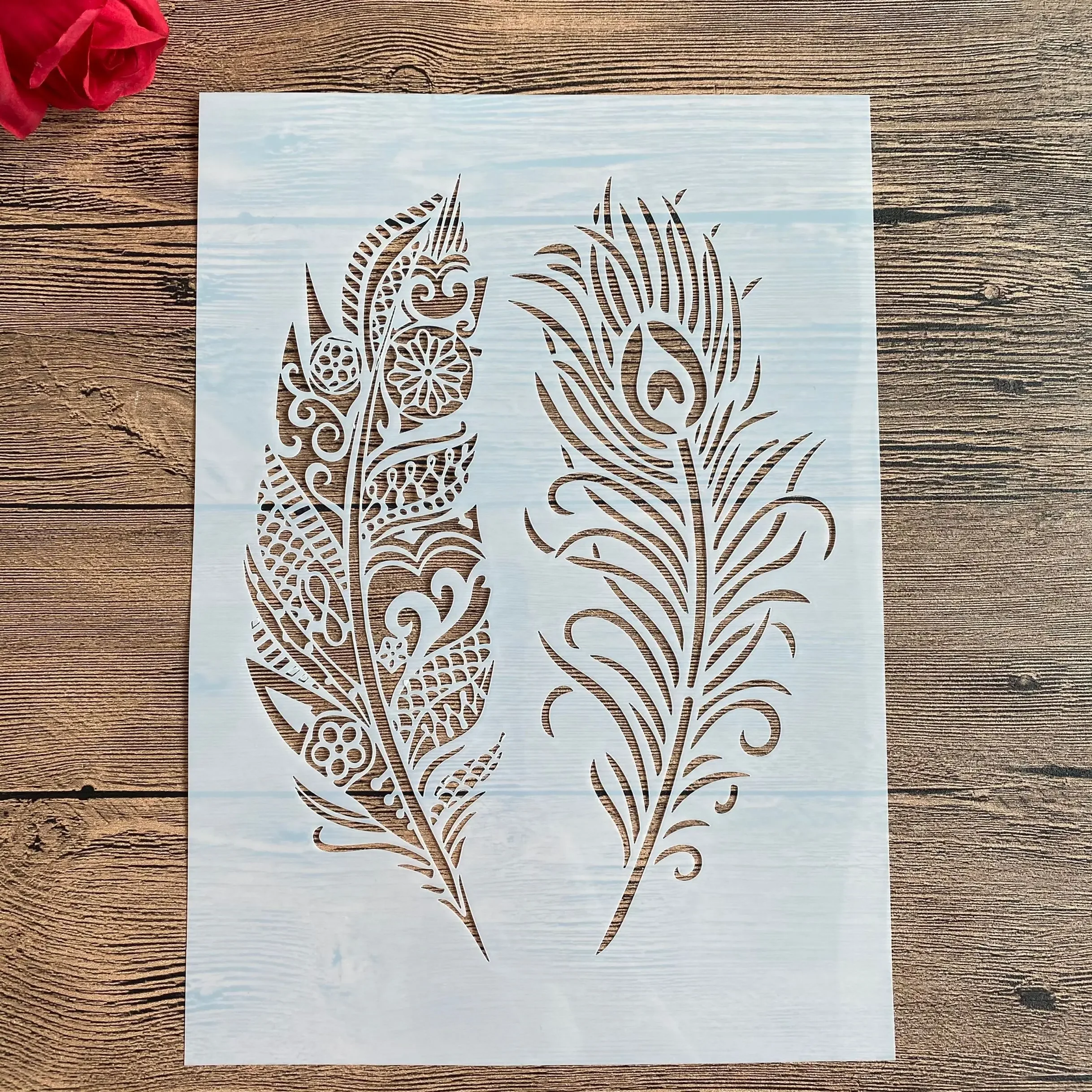 

A4 29 *21cm DIY Stencils Wall Painting Scrapbook Coloring Embossing Album Decorative Paper Card Template,wall mandala feather