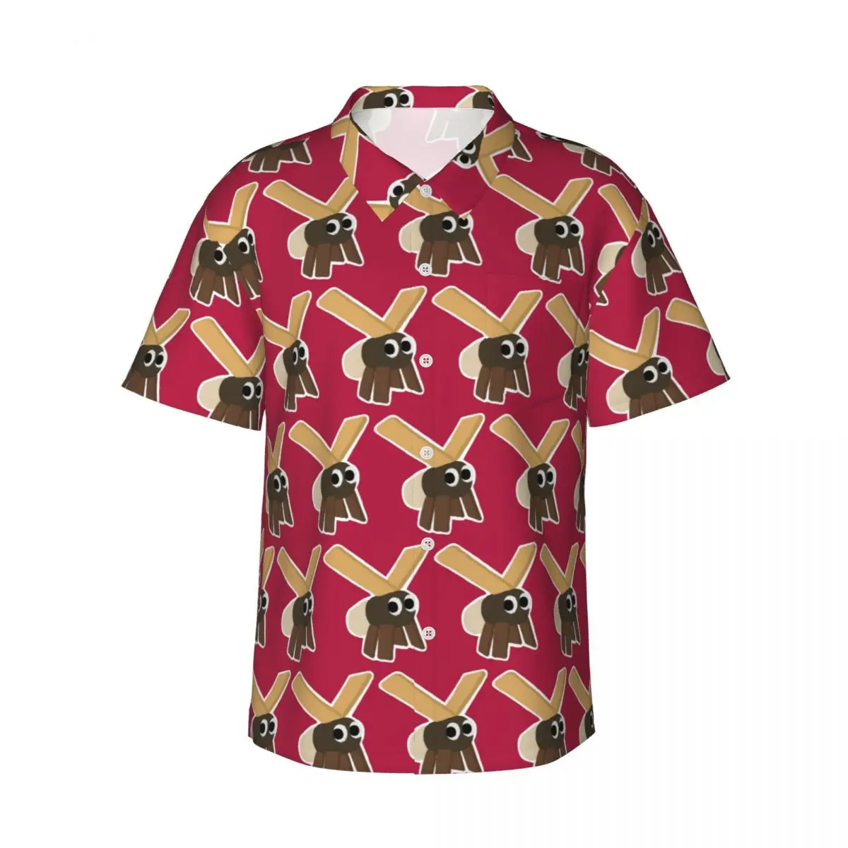 

Charmallow Woods Bugsnax Characters Men's Shirts Hawaiian Short Sleeve Shirt Funny Lapel Tops for Summer Beach