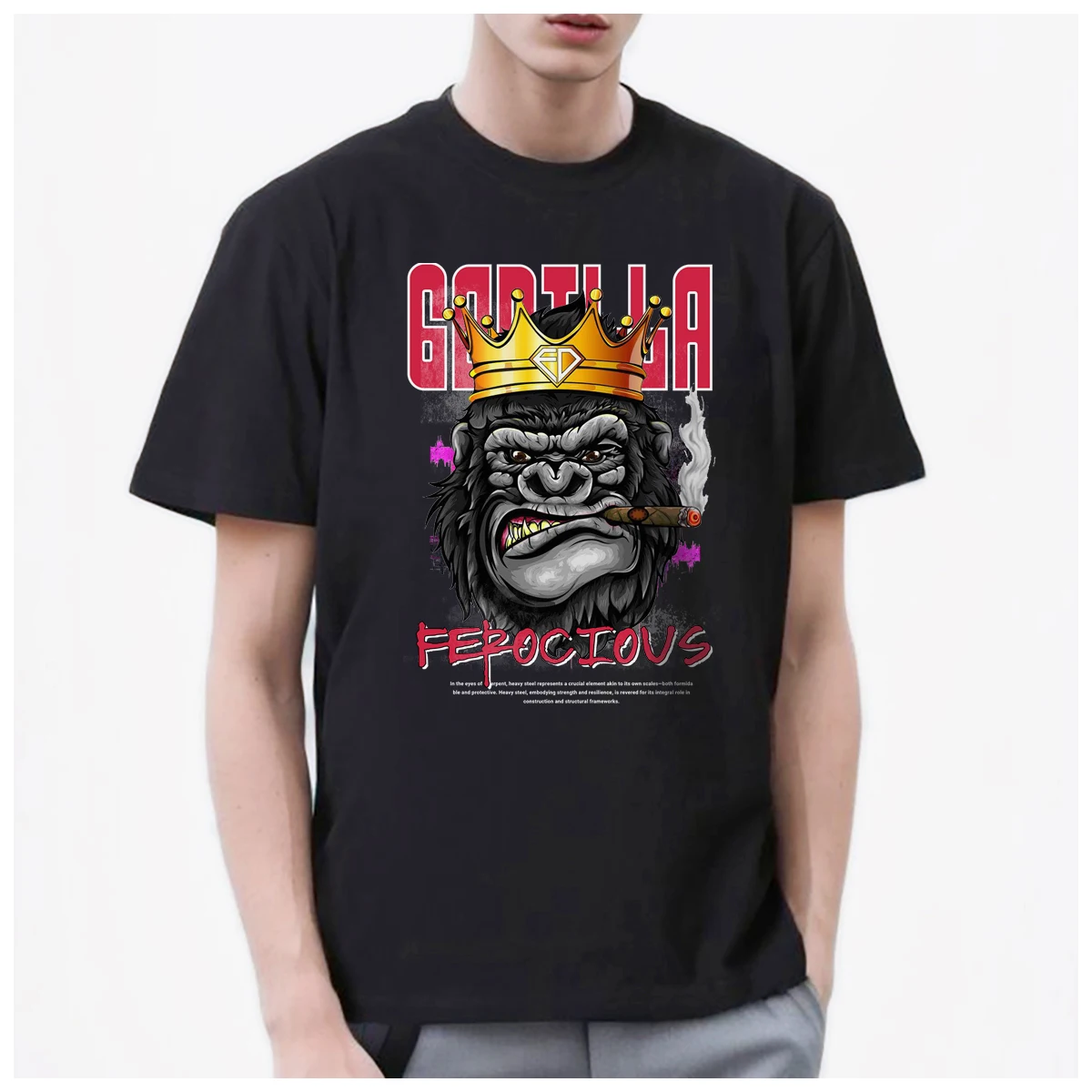 Ferocious Gorilla Fight graphics Cool t shirt mens Women Trendy Fashion 100% Cotton summer casual Streetwear Unisex couple Y2k