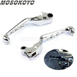 Chrome Motorcycle Skull Brake Clutch Hand Control Levers For Harley Custom Softail Dyna Sportster XL 883 1200 Fat Boy Street Bob