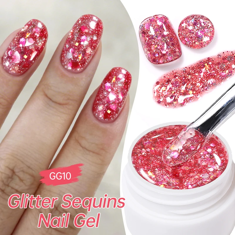 LILYCUTE 7ml Glitter Sequins Gel Polish Shining Nail Art Varnish UV LED Effect Colorful Semi Permanent Soak off Supplies Manicur