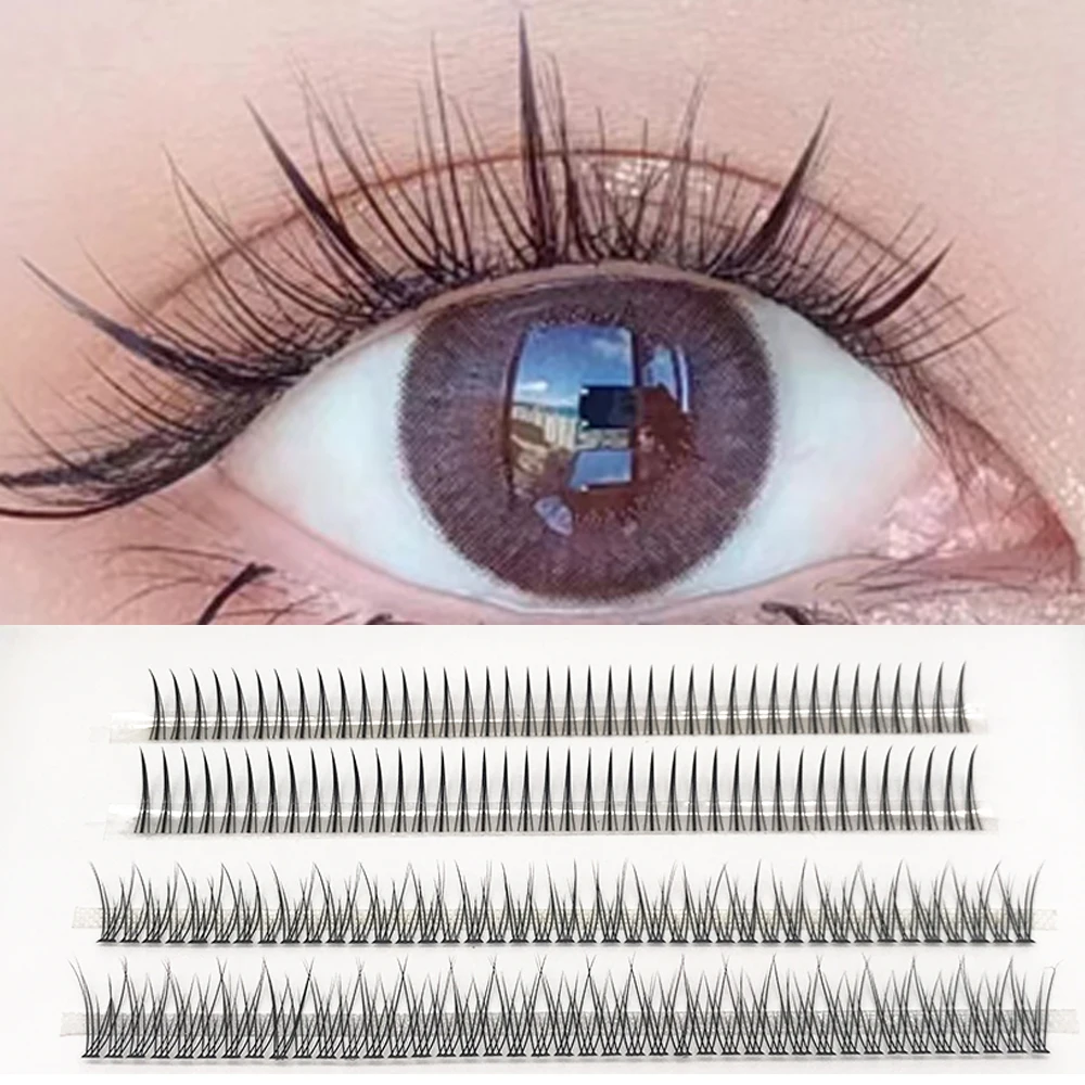 Fishtail A M Shape Spikes Mixed Eyelash Extensions Natural Dovetail Eyelash Clusters 5 Rows Self Grafting Lashes Female Makeup