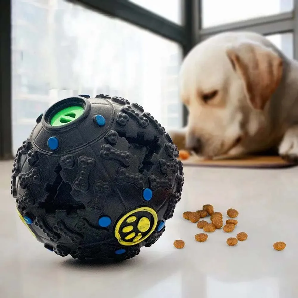 1PC Black Molars Bite Sound Toy Leaky Food Ball Dog Suitable for Large, Medium and Small Dogs Educational Toy Ball