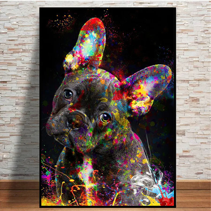 New Diamond Painting Graffiti Art French Bulldog DIY Full Round Drill Cross Stitch Kit Diamond Mosaic Embroidery Pet Dog Animal