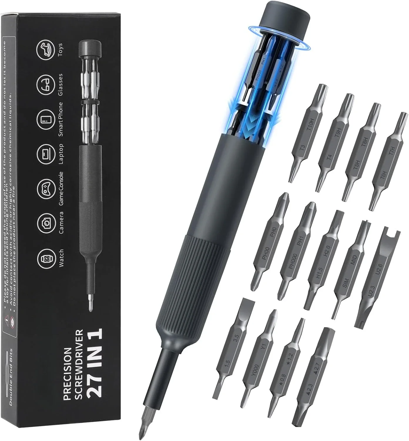 27-in-1 Precision Screwdriver Set  Magnetic Bits Pen Style Manual Repair Tools Kit for Eyeglass Watch PC Jewelers Laptop iPhone