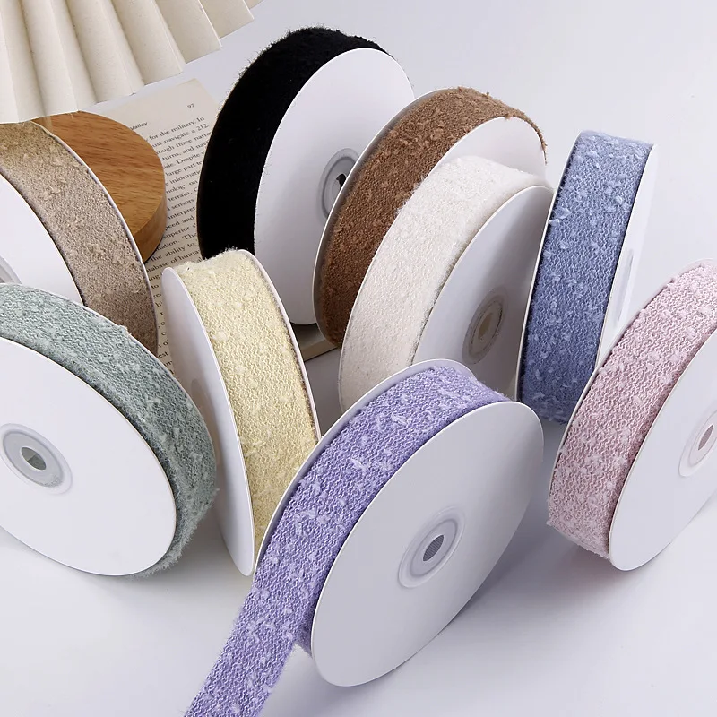 

10 Yards 50 Yards 100 Yards 5MM/10MM/25MM Dots Wool Rope Ribbons Hair Bows DIY Crafts Handmade Accessories Gift Wrapping Sewing