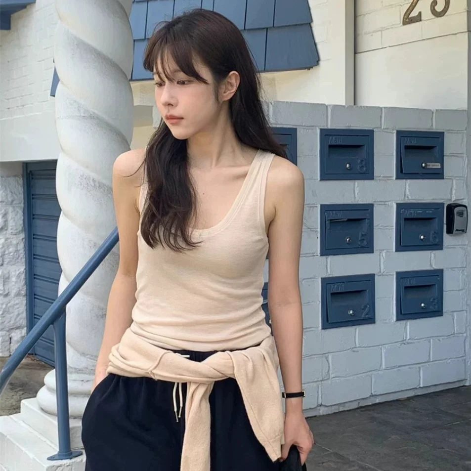 

Sexy oulder Bared Knitted Vest Set Soft Thin Elastic Slim Fit Korean Sle Autumn Collection for 25-35 Years Old Women