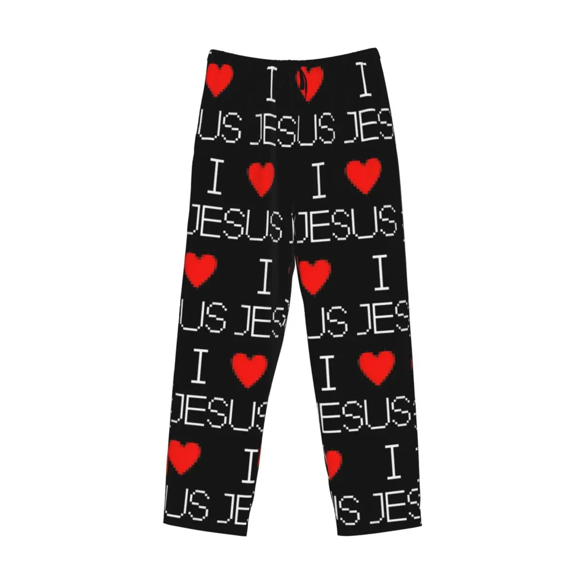 Custom I Love Jesus God Cross Print Pajama Pants Men Sleepwear Sleep Lounge Bottoms with Pockets
