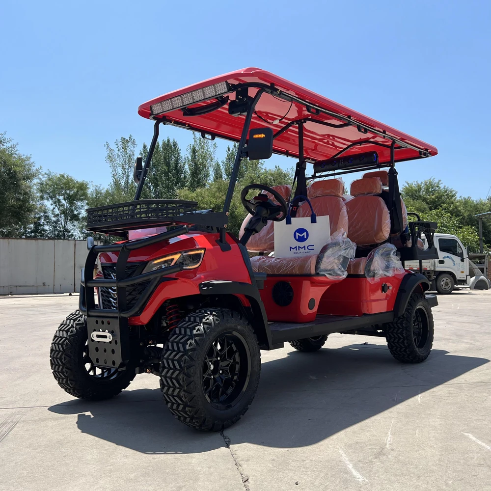 Solar Panel Golf Cart 4+2 Seater Electric Lifted Golf Scooter 72V48V Utility Vehicle Factory Direct Off-road Golf Cart