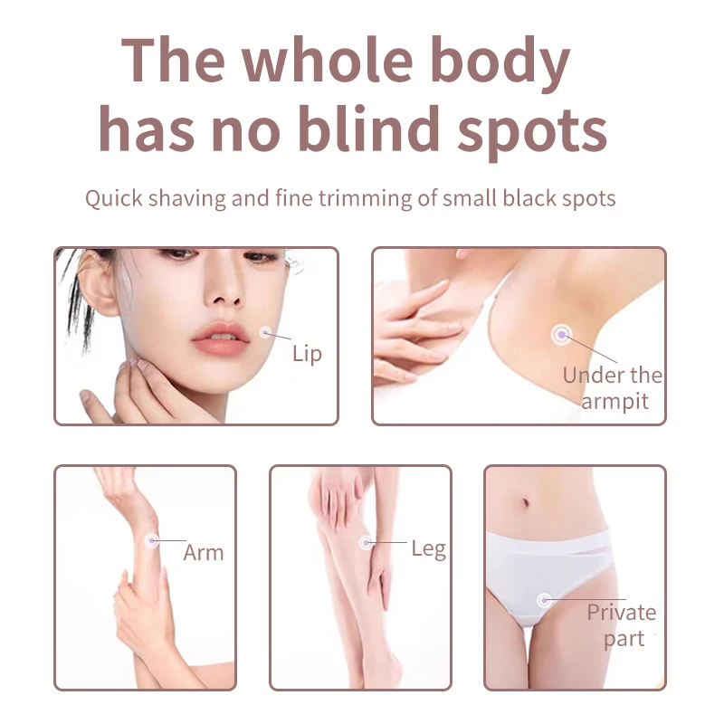 ماكينة حلاقة اللحية الكهربائية 2 في 1 برأس مزدوج للسيدات شعر العانة للوجه تحت الإبط ماكينة إزالة الشعر غير المؤلمة للاستخدام المنزلي
