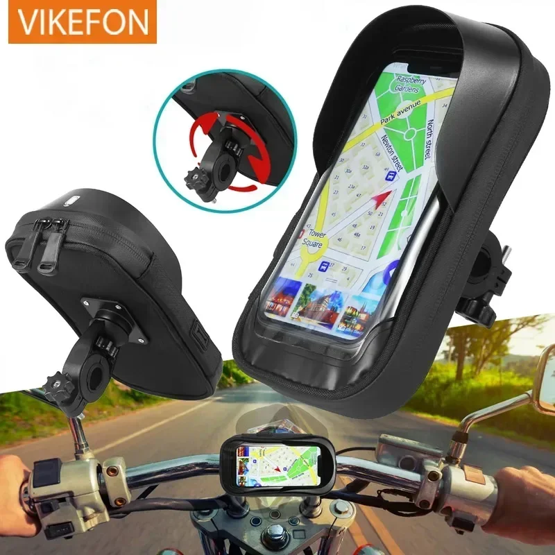 Waterproof 360° Rotation Bicycle Motorcycle Front Frame Phone Holder Easy Universal Navigation Smartphone Bracket For All Phones