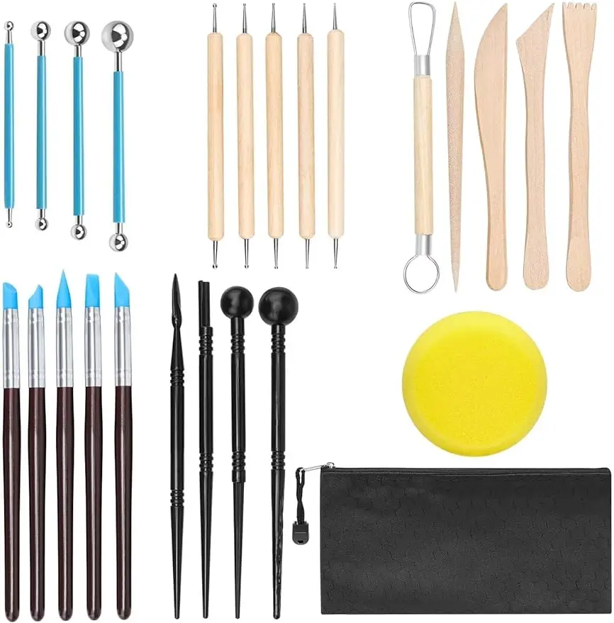 

25Pcs/set Clay Tools Pottery Tools Polymer Clay Kit Clay Sculpting Tools Pottery Sculpting Set Dotting Tools Air Dry Supplies