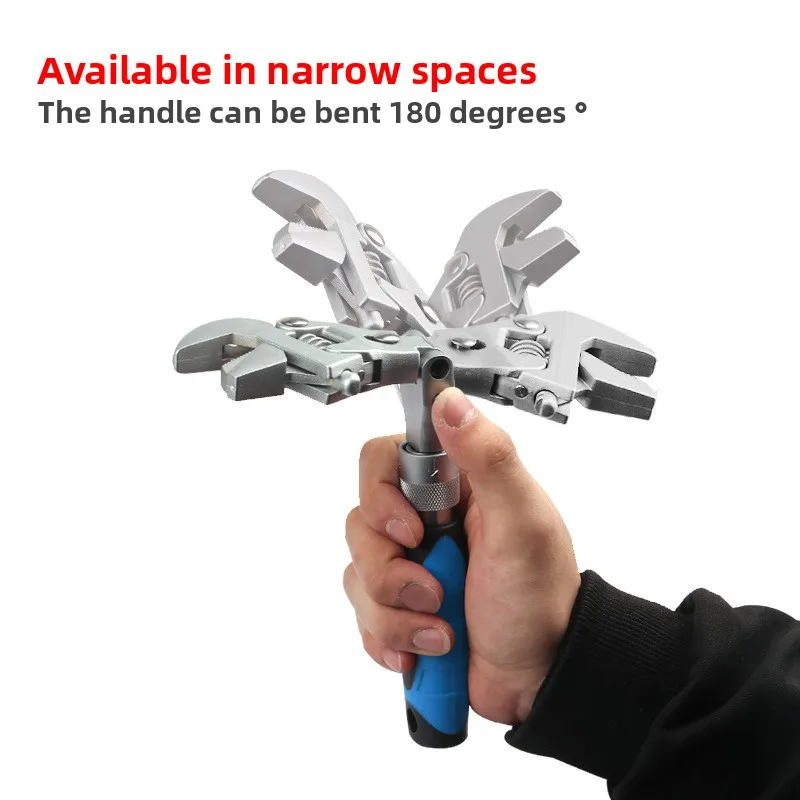 

Multifunctional 5-in-1 10-inch Retractable Wrench - Folding Shaking Head Ratchet Tool for Auto Household Repair