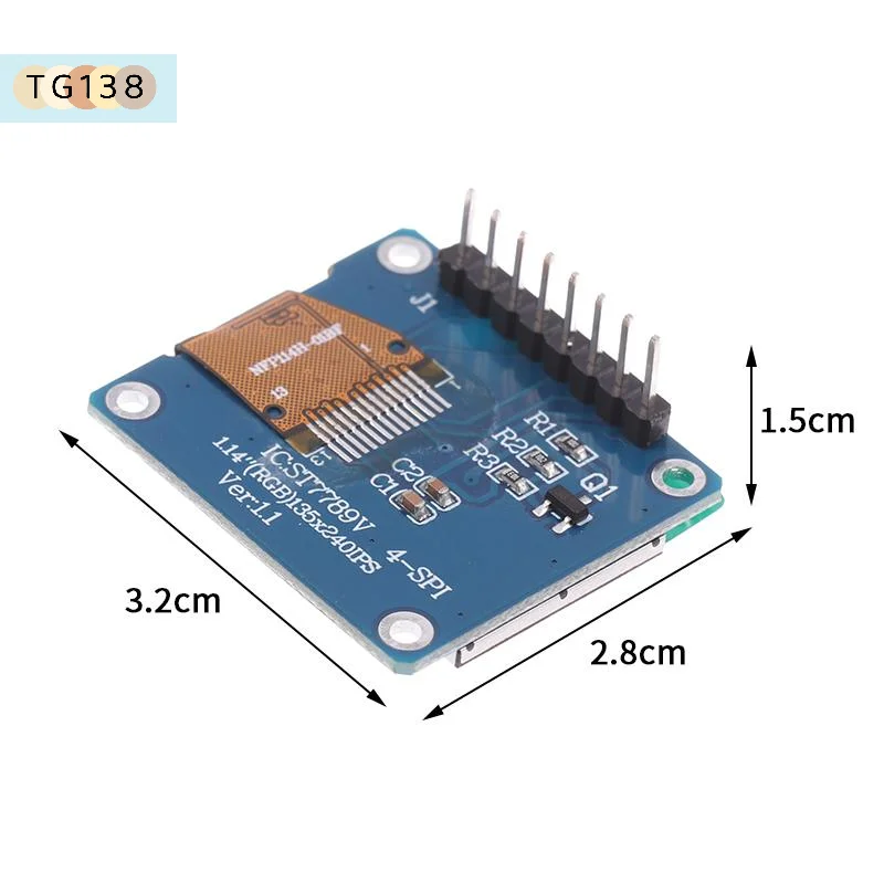 【1.14 Inch SPI Serial Port 135x240 Touchscreen IPS TFT Display ST7789 135x240 SPI 8-Pin 65K Color LCD Screen For Arduino】