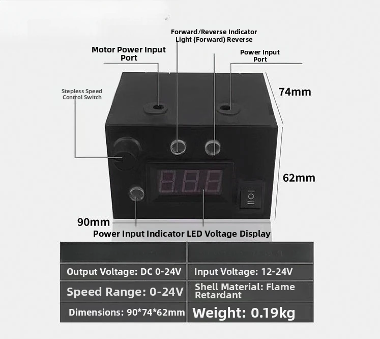 24V Variable Regulator for Angle Grinder and Small Power Tools with Forward Reverse Function and Alloy Construction