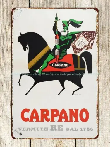 Armando Testa Carpano, Vermuth Re dal 1786 Italian wine 1953 metal tin sign