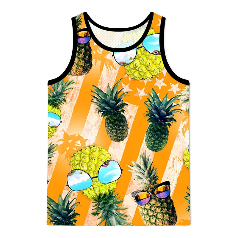 Pop 3D Coconut Tree Printed Tank Top Gym Clothing Men Summer Streetwear Basketball Vest Quick Drying Sleeveless T-Shirt y2k Tops