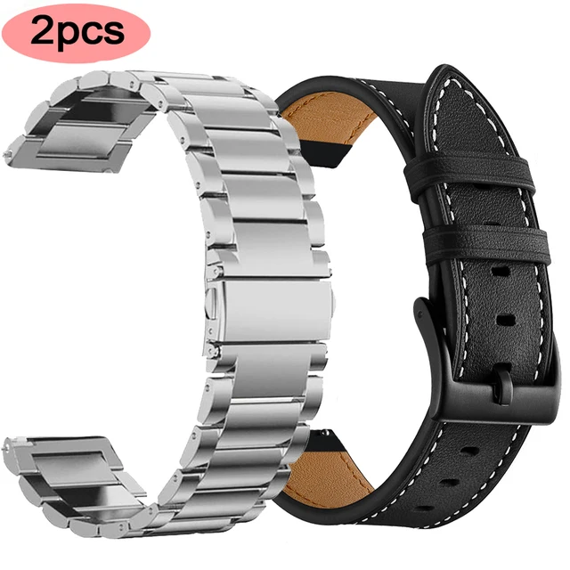 Metal Leather Wrist Band Strap for Samsung Galaxy Watch 46mm SM-R800/Galaxy Watch 42mm SM-R810 41mm 45mm Smart watch