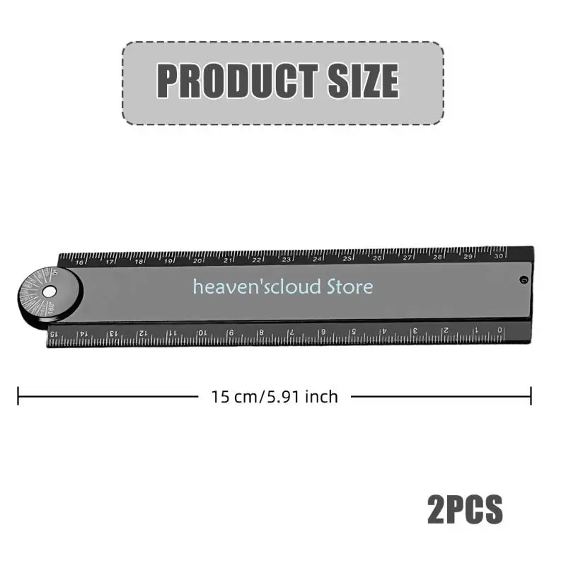 y88b 2pcs مسطرة قابلة للطي مع الإستنسلات الهندسية لرسم الصياغة الهندسية