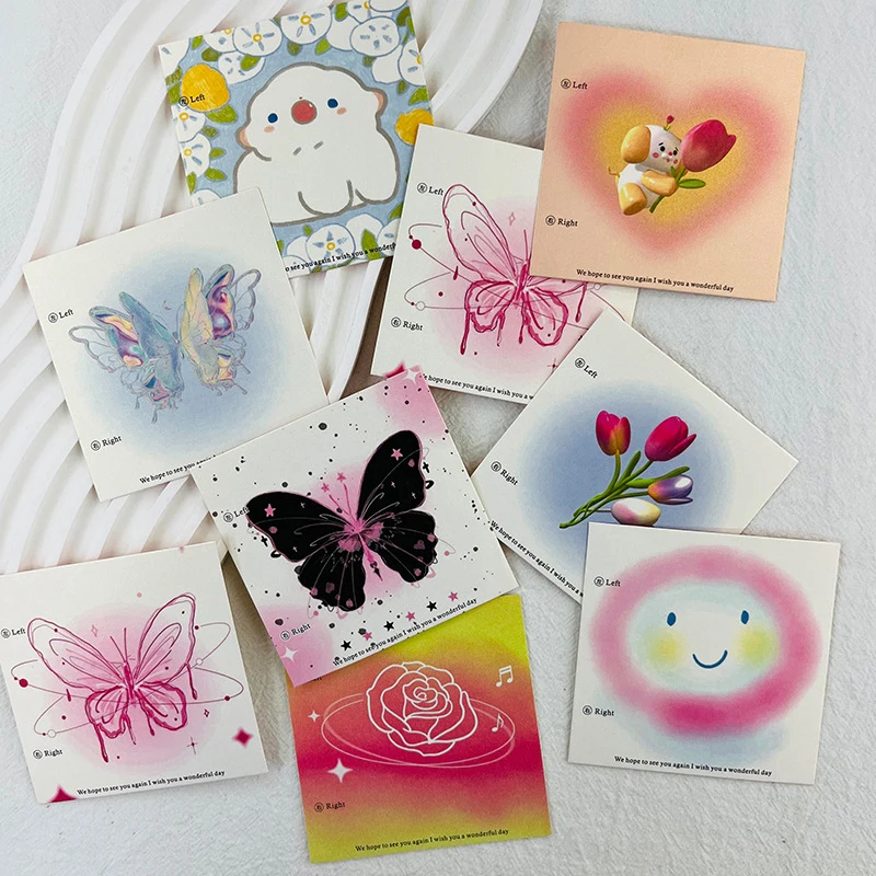 50Pcs Press On Nail Cardboard Cards 6.5x6.5cm 8x8cm Cartoon Pattern Nail Art Display Photo Props Card False Nail Tips Manicure