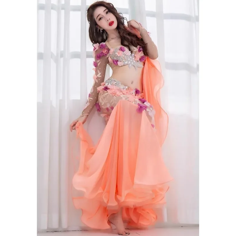 Customized Belly Dance Costume Performance Costume Long Skirt Sexy Suit Belly Dancing Bra Exotic Dancewear Indian Clothes Women