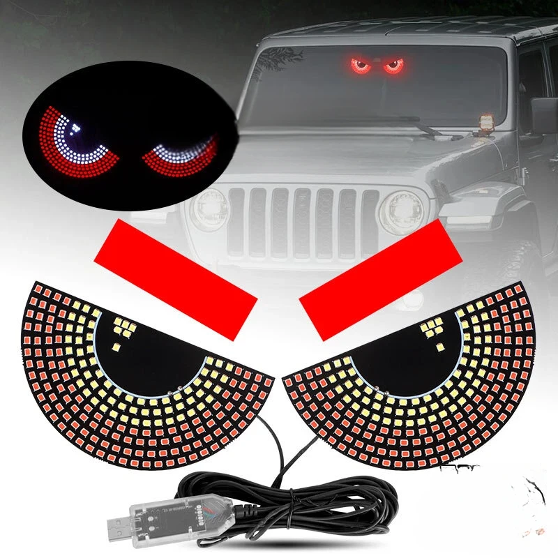 For Cars: Dynamic LED Demon Eye Lights, USB-Powered Flashing Signal Lights for Windows & Rear Windshield
