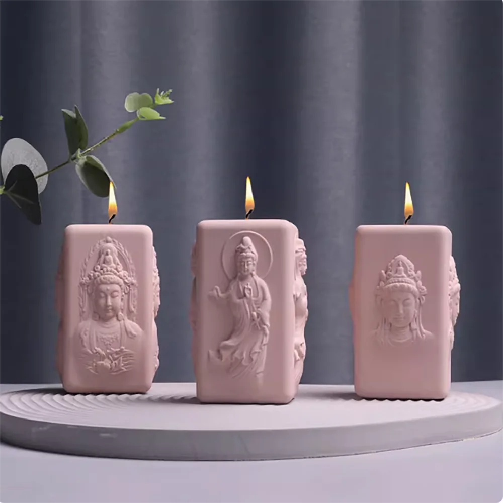 

Silicone Mold For Candle Original Guanyin Candle Aromatherapy Gypsum Handmade Soap Jesmonite DIY Mould