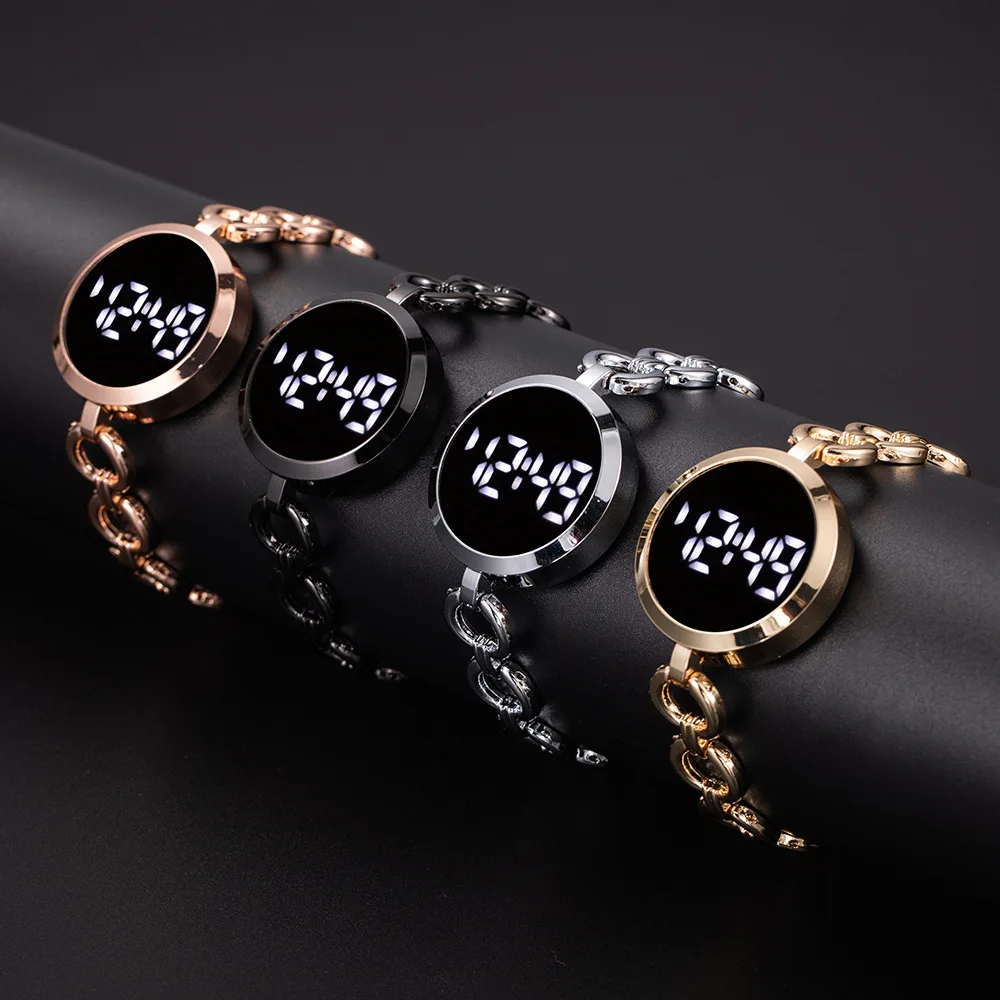 

Simple Touch Screen Digital Luxury Women's Watches Rose Gold Stainless Steel Ladies Wristwatch LED Digital Watch for Women