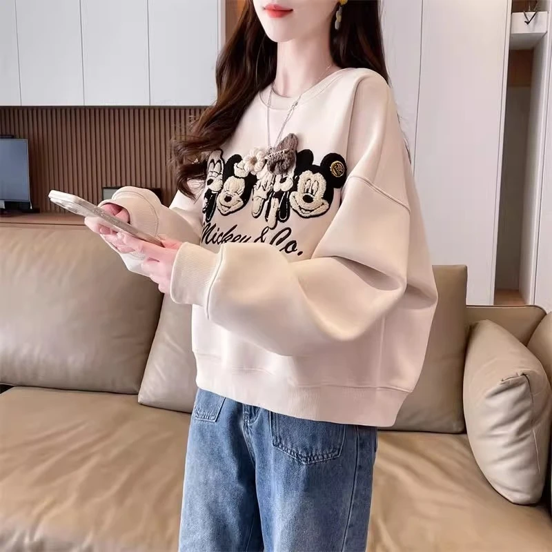 

Fleece Lined Hoodies Women Autumn Winter New Arrivals Loose Plus Size Petite Junior High High School Students Short Style