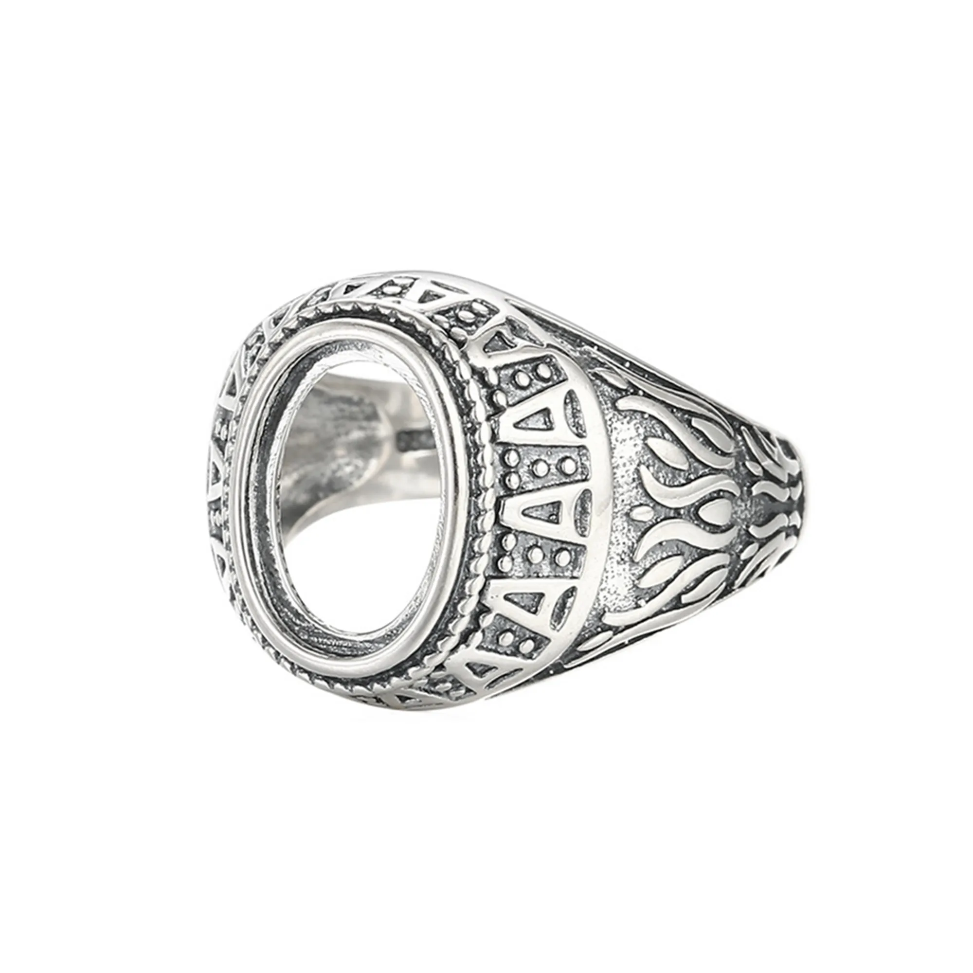 

Ring Blank (8x12mm Oval Blank) Adjustable Thai Sterling Silver Antique Style Oval Cabochon Ring Setting