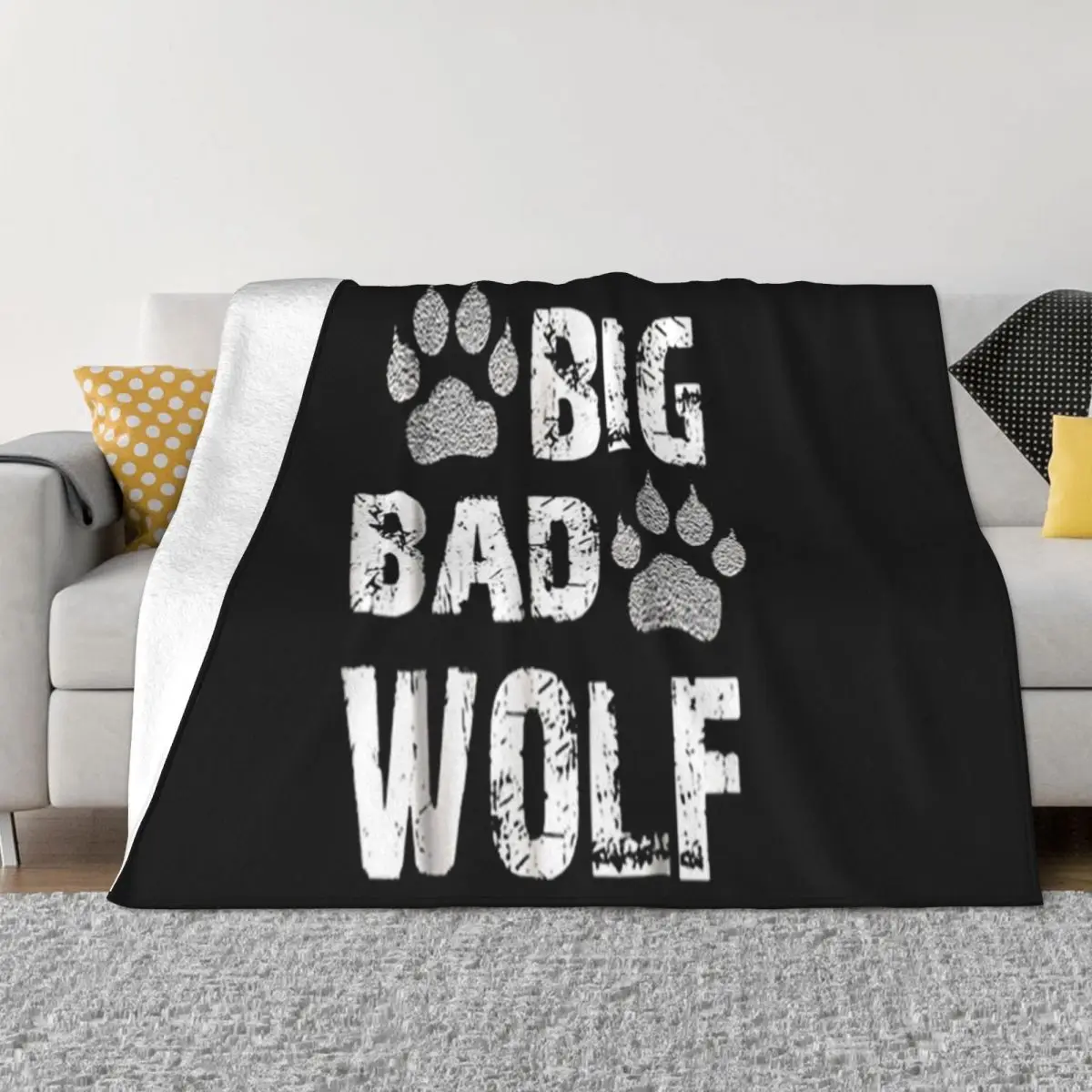 Official Big Bad Wolf Paw Print Halloween Costume Gift Oversize Style Creative Design Hip Hop Throw Blanket