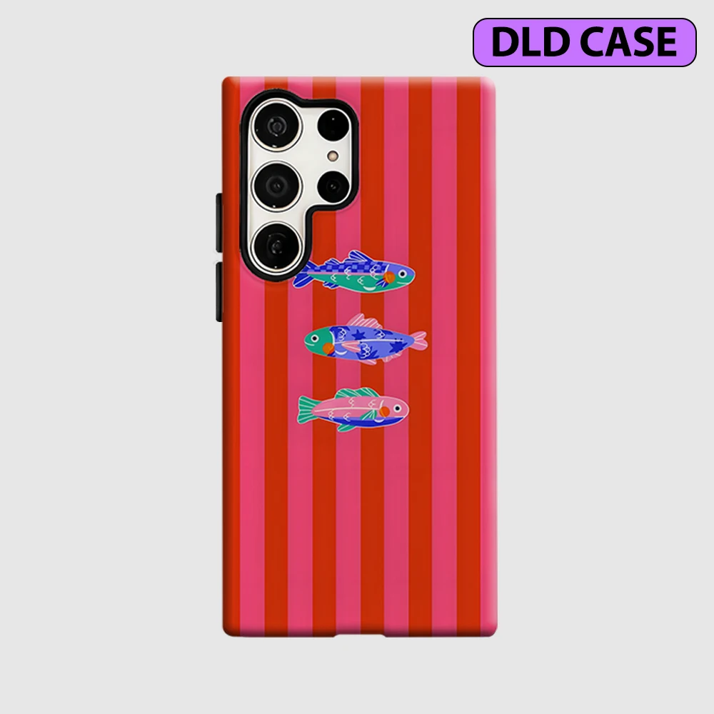 Colorful Fish Trio Phone Case for Samsung Galaxy S26 S25 Ultra S24 S23 Ultra Plus Shockproof Double Layer Tough Back Cover
