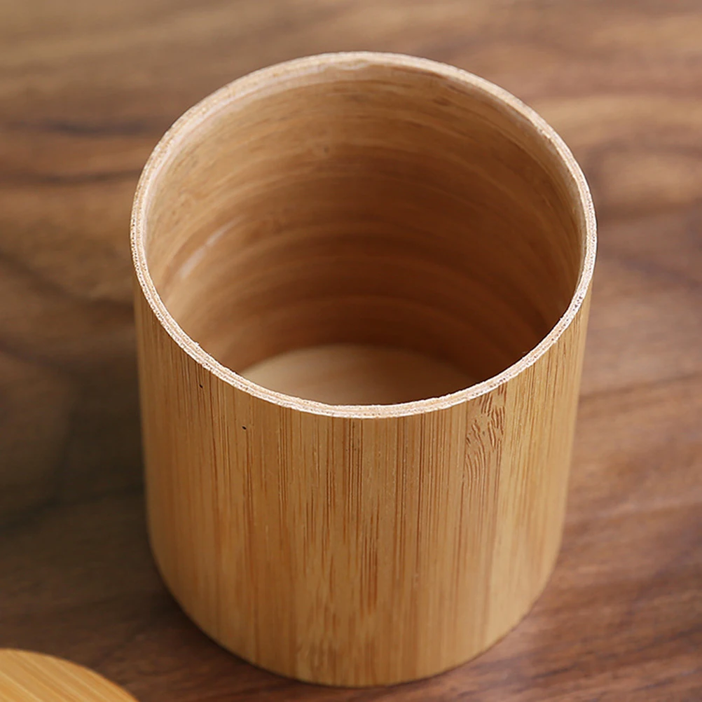 

Tea Storage Canister Wooden Bamboo Sealed Jar for Coffee Beans Sugar Airtight Simple Round Tank Dry Food Container