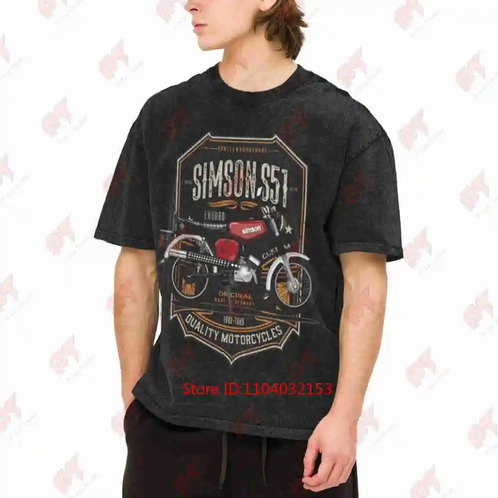 Simson S51 Motorcycle Vintage Washed Tee Pure Cotton T-Shirt