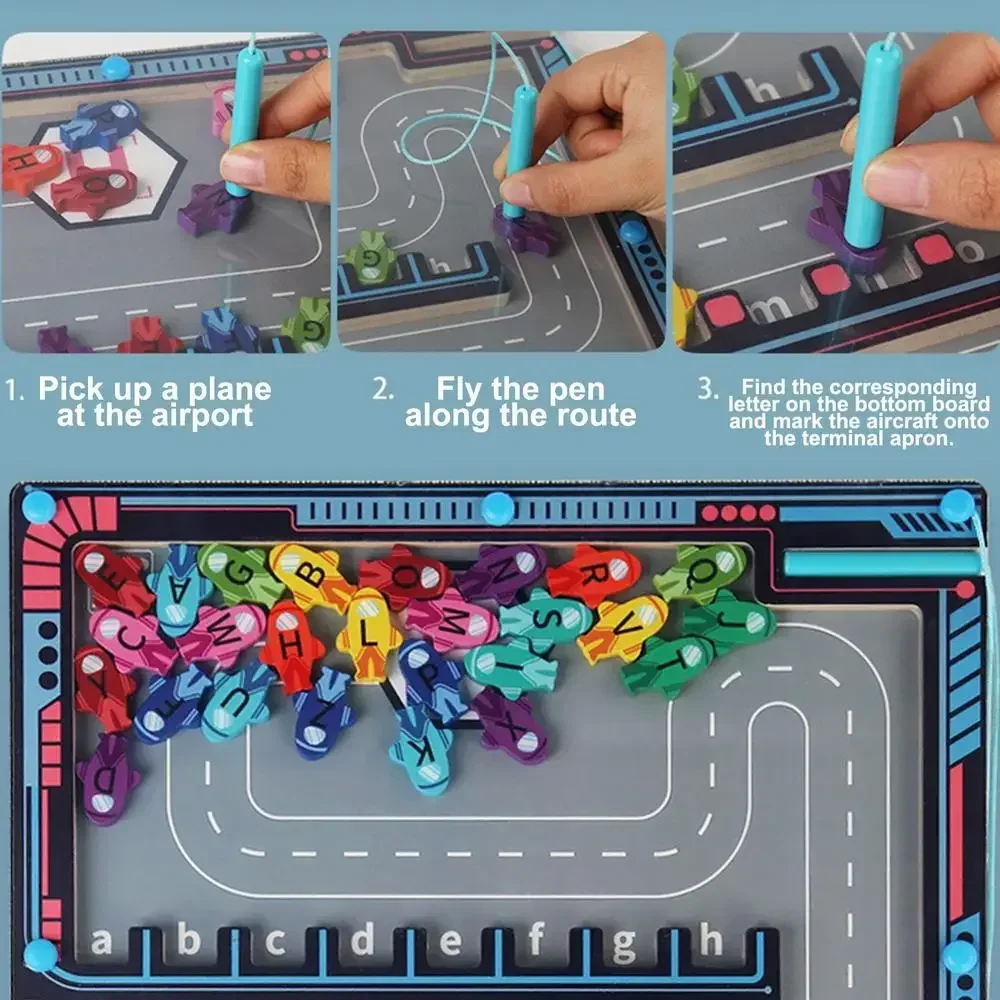Montessori Magnetic Alphabet Maze Letter Puzzle regali per bambini parcheggio Puzzle per bambini giocattoli per ragazze in età prescolare per bambini
